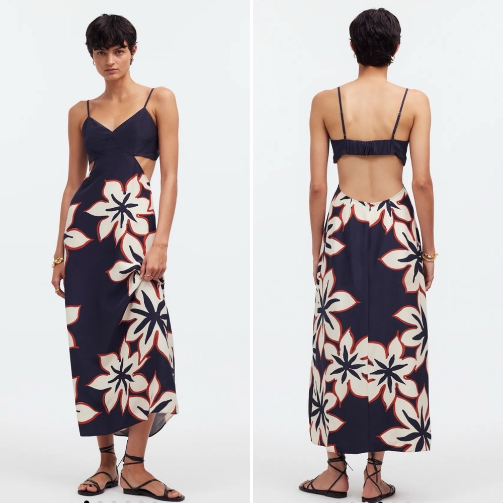 NWT Madewell Women’s Open-Back Maxi Dress in Silk Floral Size 0